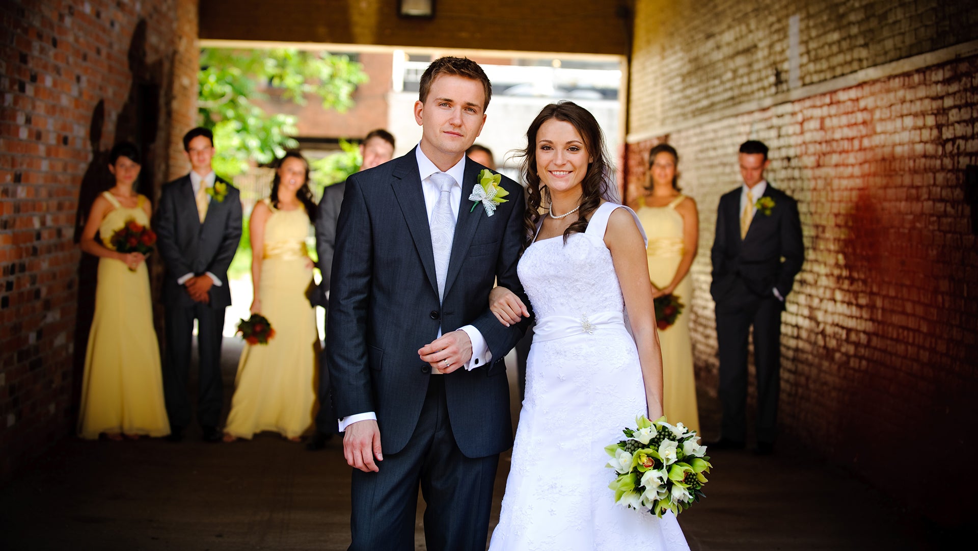 Stunning couple posing for wedding photo