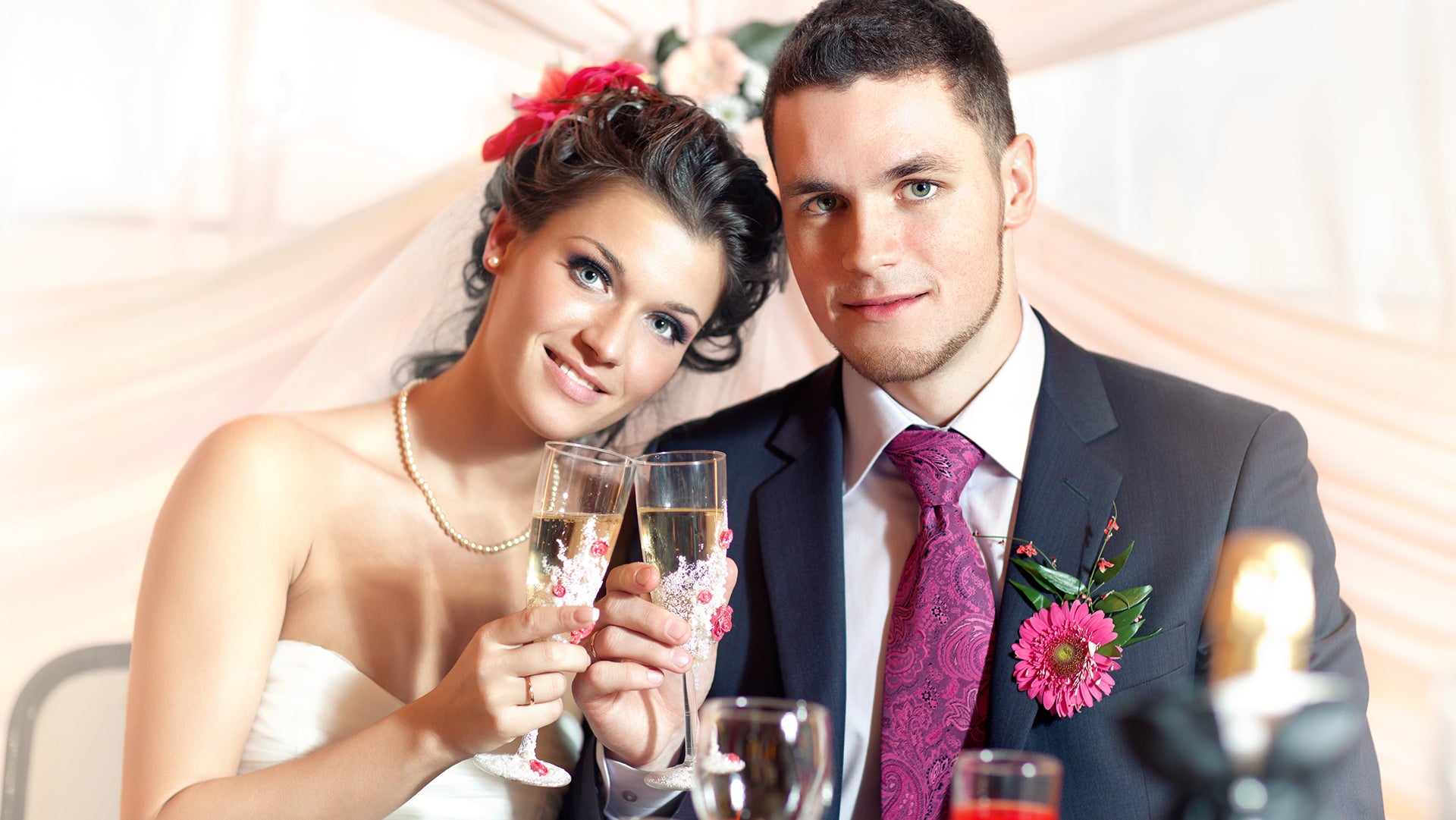 Cute couple cheers there wine eachother